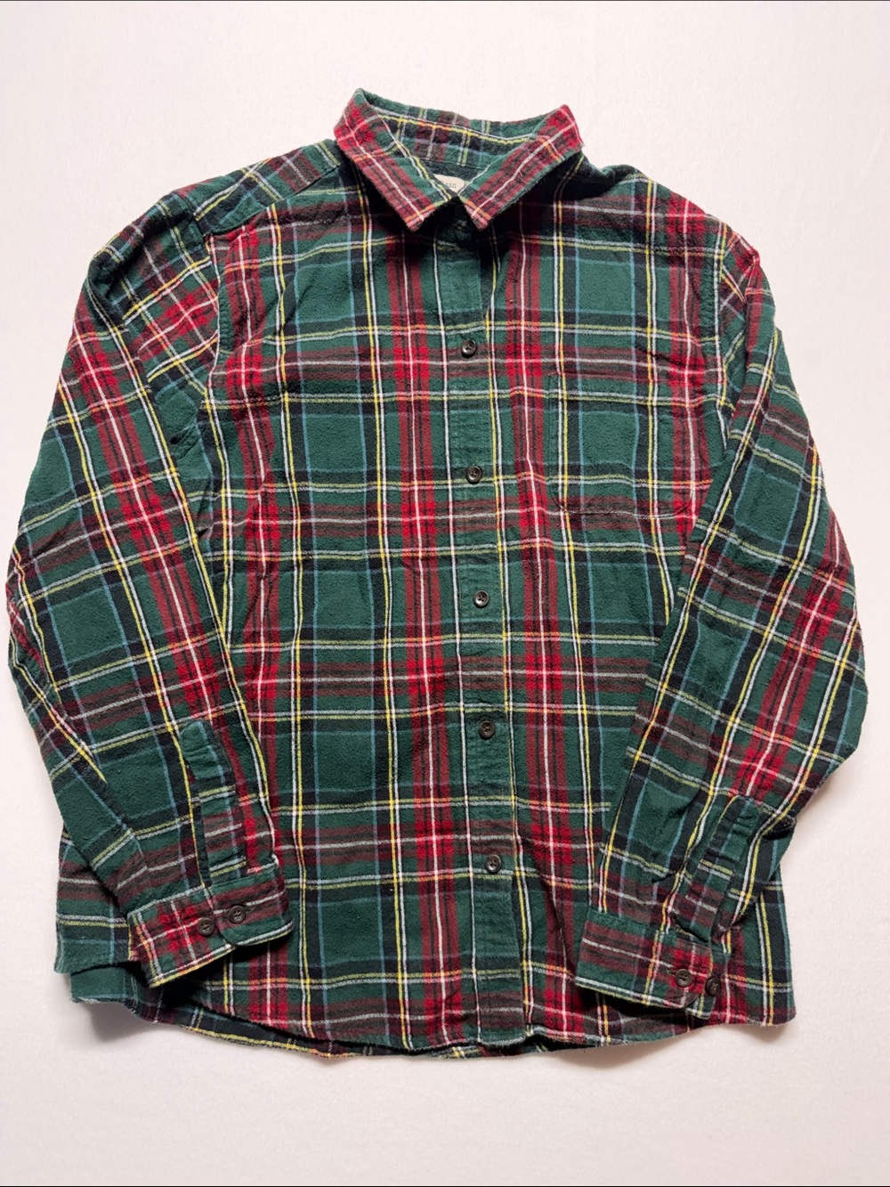 L.L. Bean Green and Red Plaid Button-Down Shirt